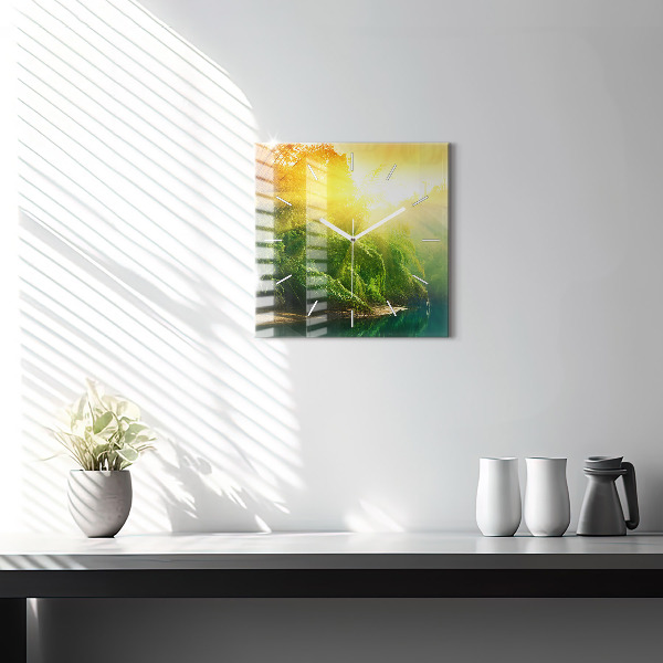 Square wall clock Peaceful nature