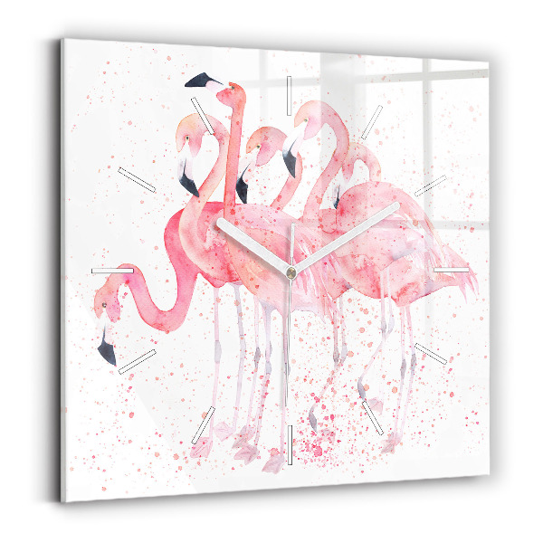 Square wall clock A Bunch of Flamingos
