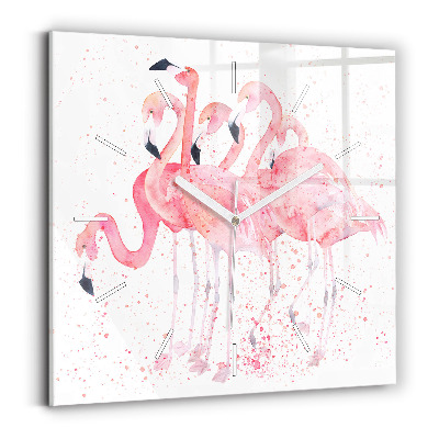Square wall clock A Bunch of Flamingos