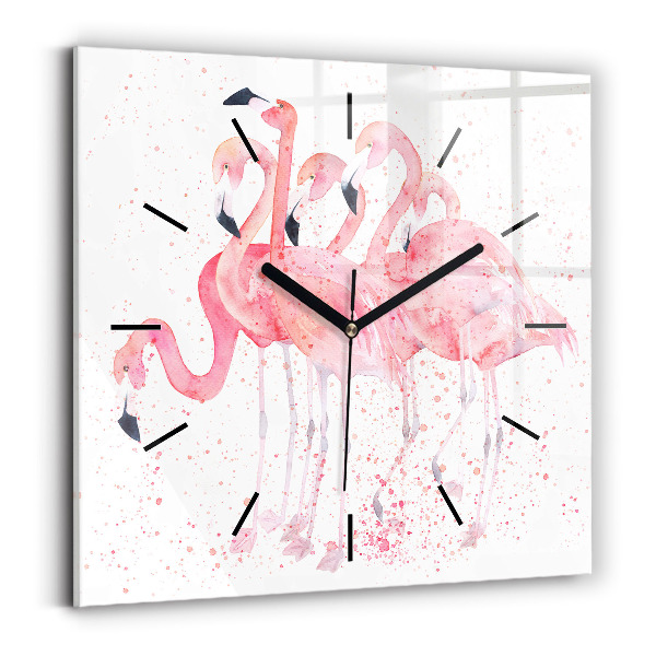 Square wall clock A Bunch of Flamingos