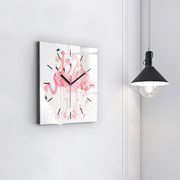 Square wall clock A Bunch of Flamingos