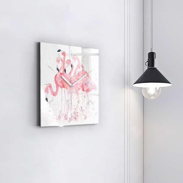Square wall clock A Bunch of Flamingos
