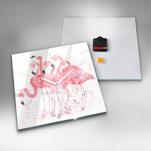 Square wall clock A Bunch of Flamingos