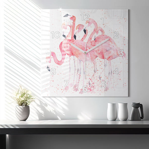 Square wall clock A Bunch of Flamingos