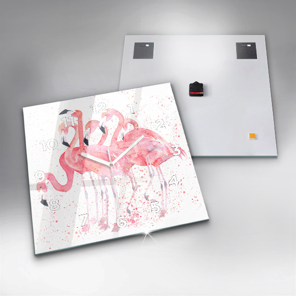 Square wall clock A Bunch of Flamingos