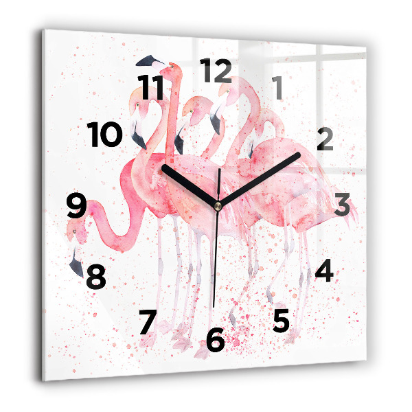 Square wall clock A Bunch of Flamingos