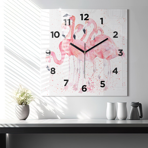 Square wall clock A Bunch of Flamingos