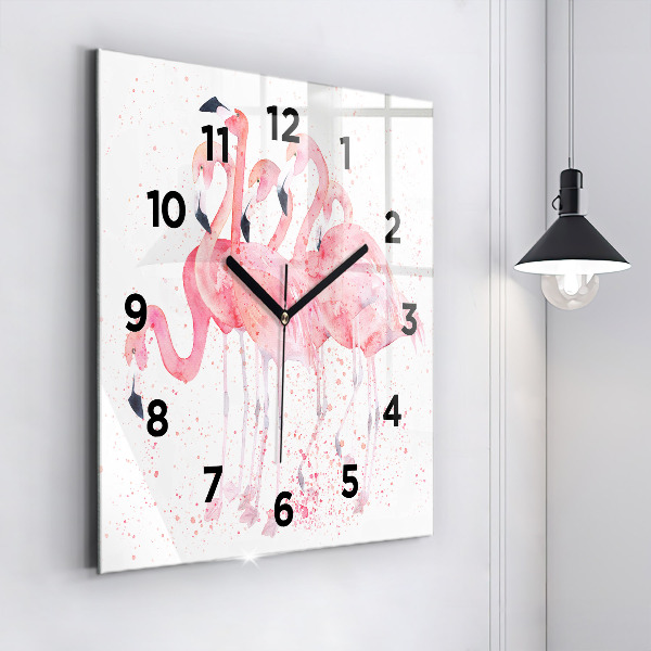 Square wall clock A Bunch of Flamingos