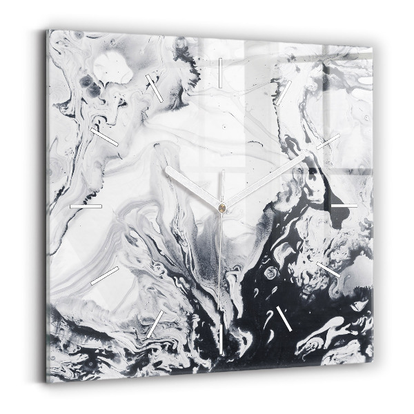 Square wall clock Abstract Ink Marble