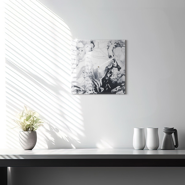 Square wall clock Abstract Ink Marble
