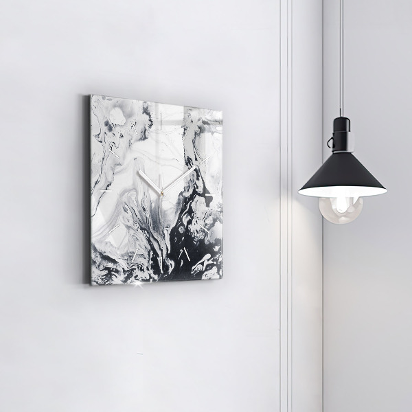 Square wall clock Abstract Ink Marble