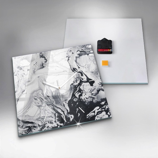 Square wall clock Abstract Ink Marble