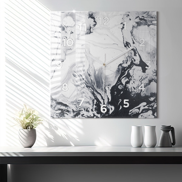 Square wall clock Abstract Ink Marble
