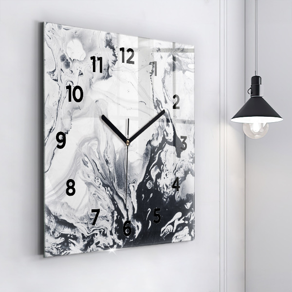 Square wall clock Abstract Ink Marble