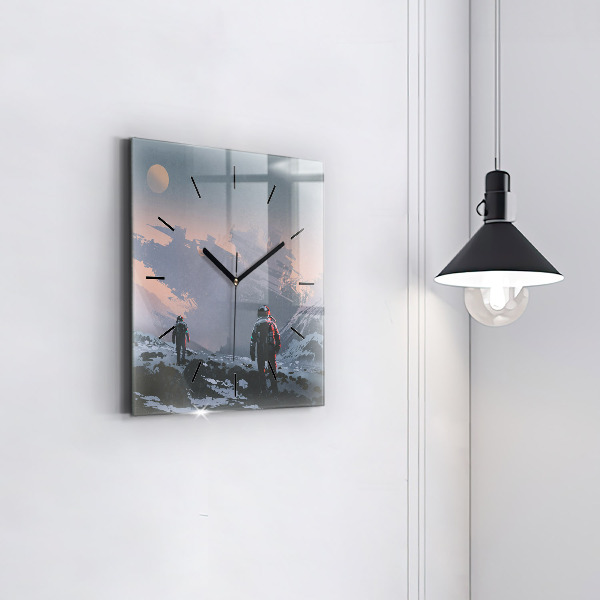 Square wall clock Astronauts Milky Way