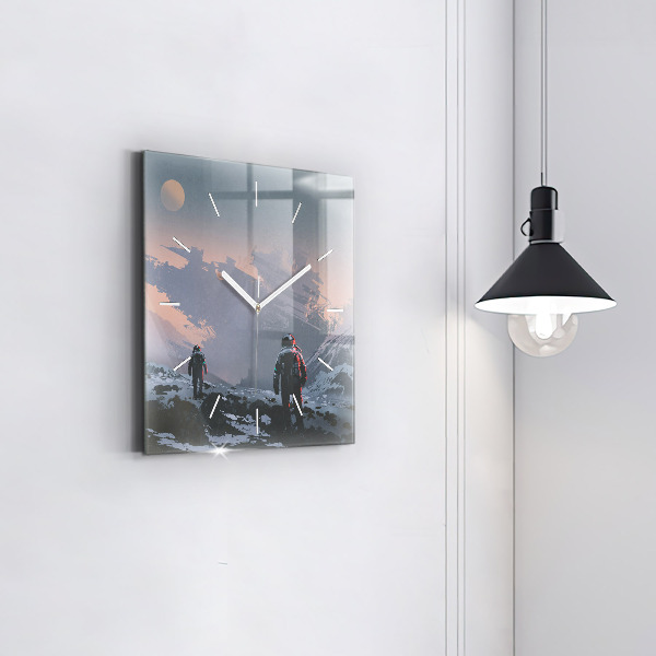 Square wall clock Astronauts Milky Way