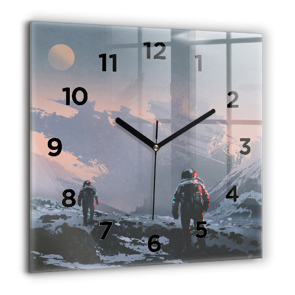 Square wall clock Astronauts Milky Way