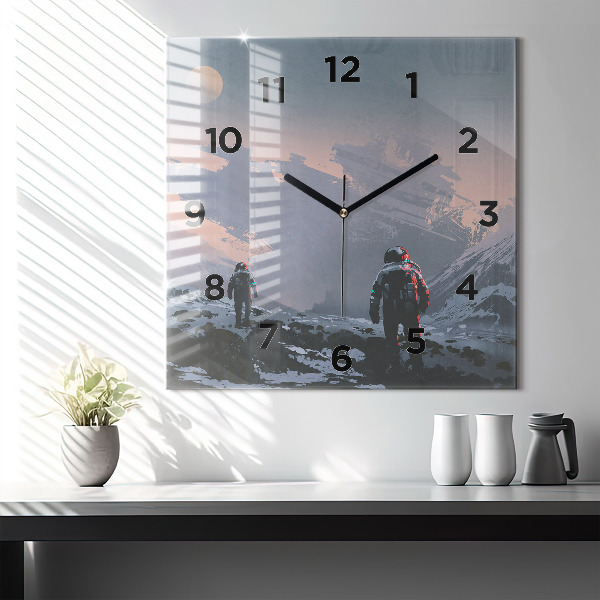 Square wall clock Astronauts Milky Way