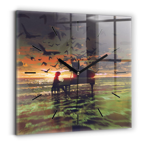 Square wall clock Concert on the beach