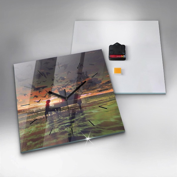 Square wall clock Concert on the beach