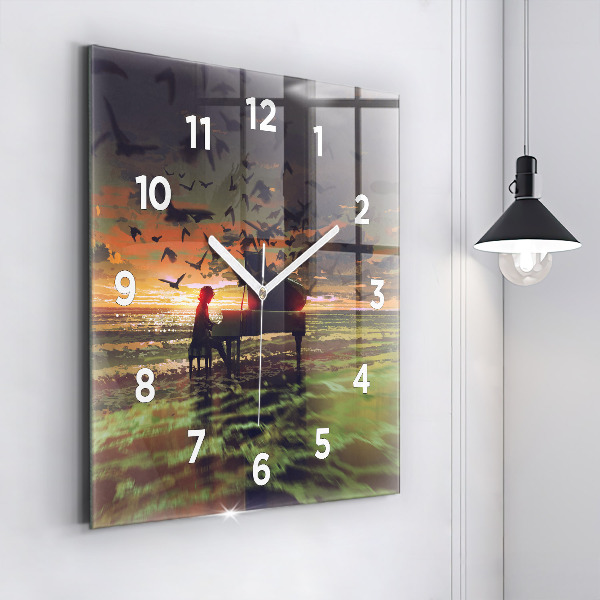 Square wall clock Concert on the beach
