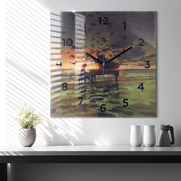 Square wall clock Concert on the beach