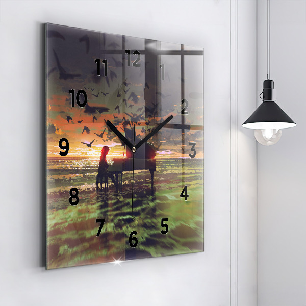 Square wall clock Concert on the beach