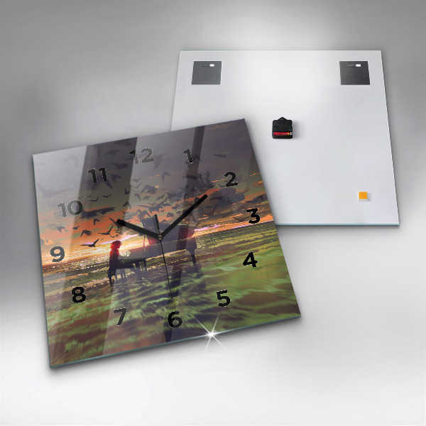 Square wall clock Concert on the beach