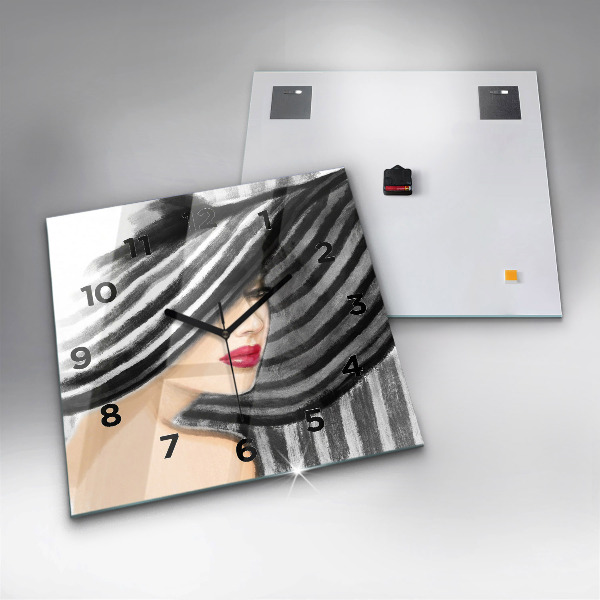 Square wall clock Woman in Black and White