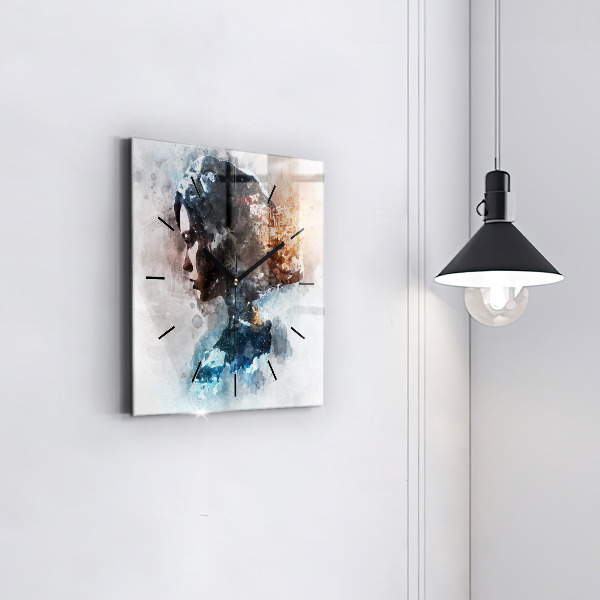 Square wall clock Abstract faces