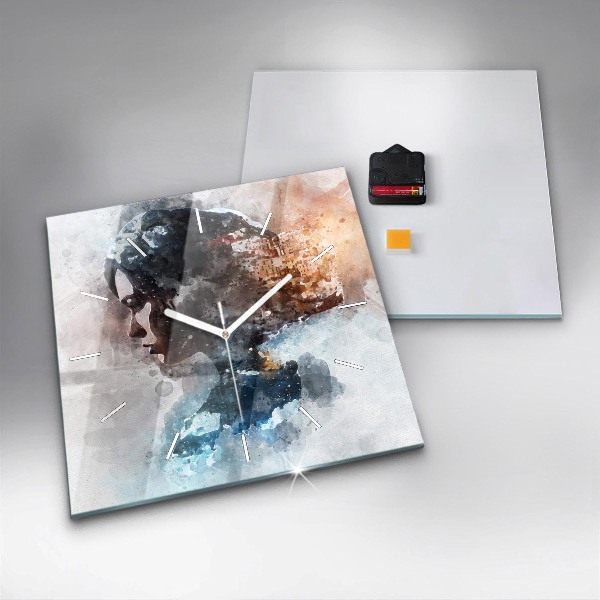 Square wall clock Abstract faces