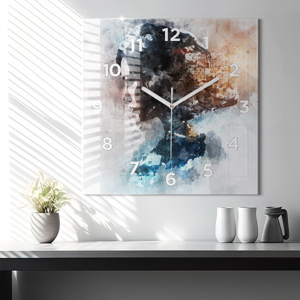 Square wall clock Abstract faces