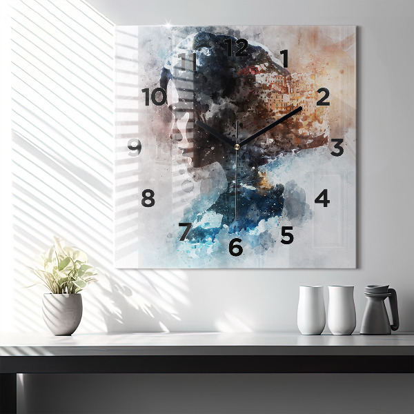 Square wall clock Abstract faces