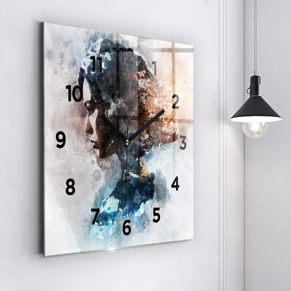 Square wall clock Abstract faces