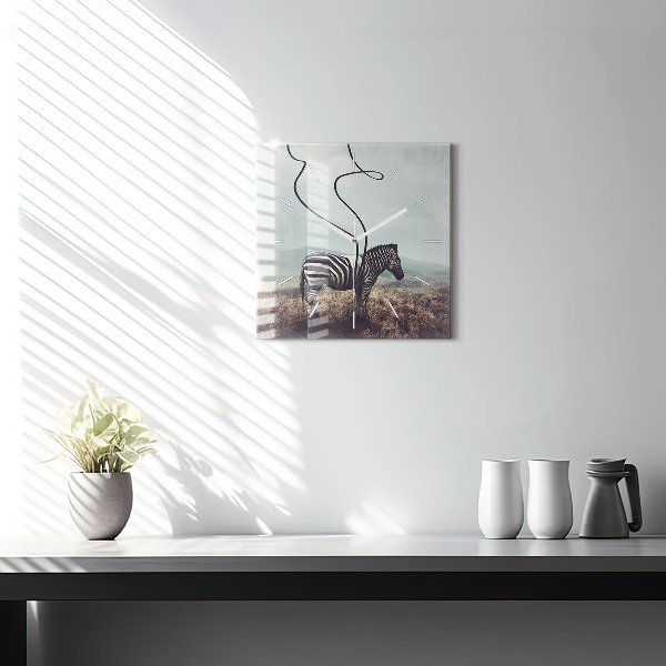 Square wall clock Zebra – Abstraction