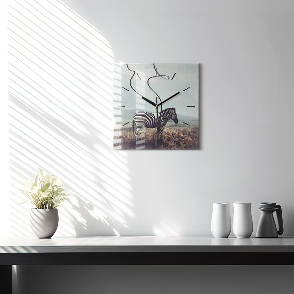 Square wall clock Zebra – Abstraction