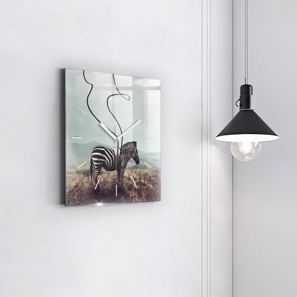 Square wall clock Zebra – Abstraction
