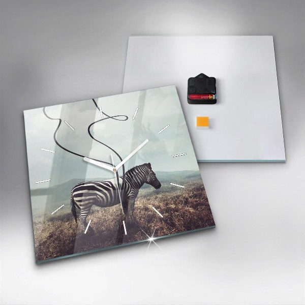 Square wall clock Zebra – Abstraction