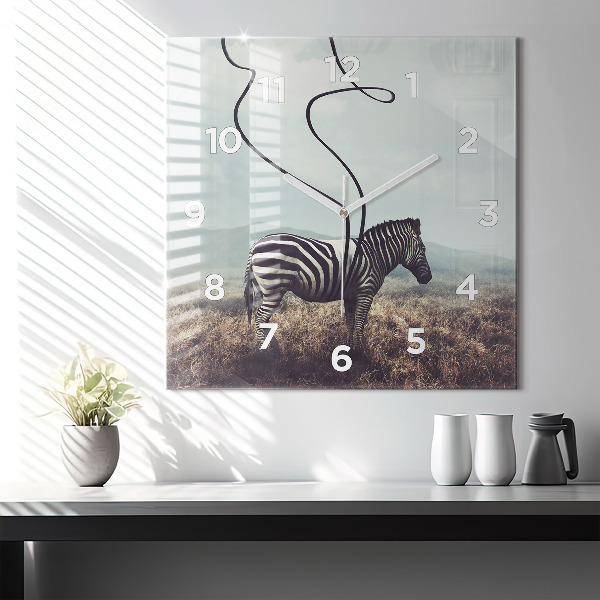 Square wall clock Zebra – Abstraction
