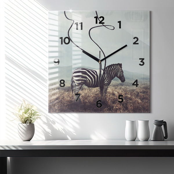 Square wall clock Zebra – Abstraction