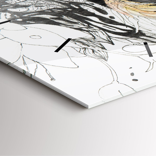 Square wall clock Abstract woman's face