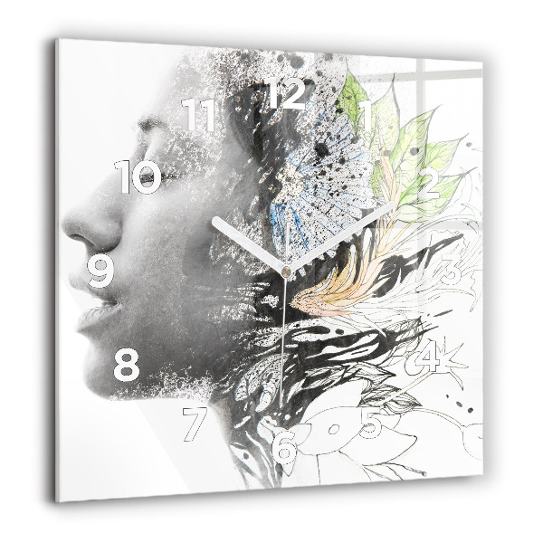 Square wall clock Abstract woman's face
