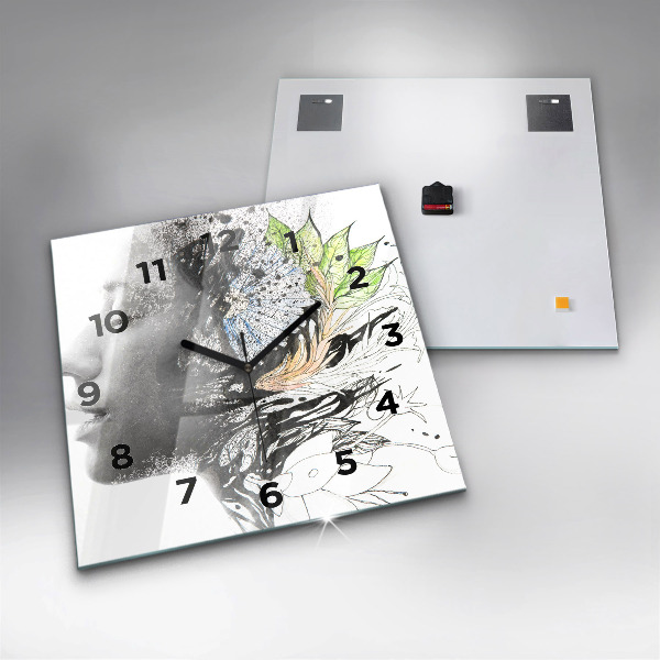 Square wall clock Abstract woman's face
