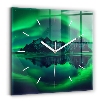 Square wall clock Northern lights