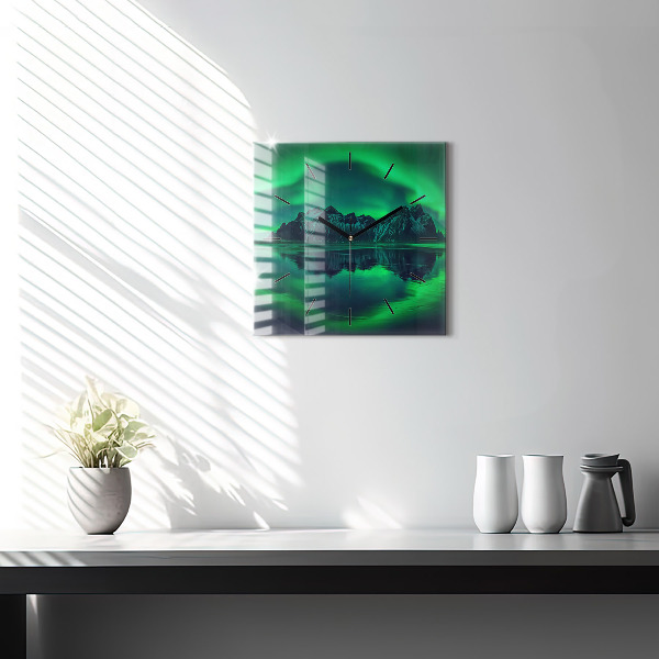 Square wall clock Northern lights
