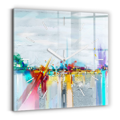 Square wall clock Abstract oil landscape