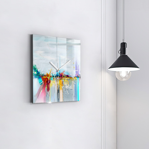 Square wall clock Abstract oil landscape