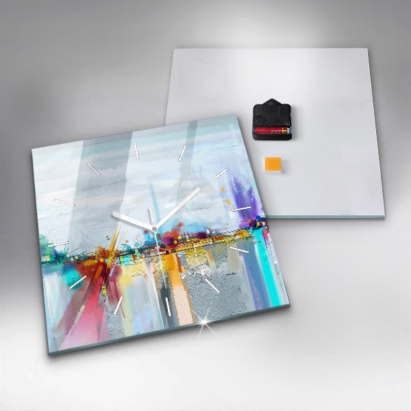 Square wall clock Abstract oil landscape