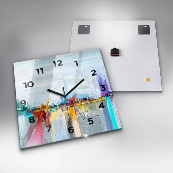 Square wall clock Abstract oil landscape
