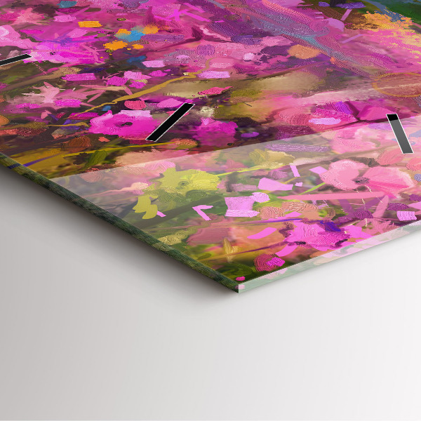 Square wall clock Meadow in the sunset